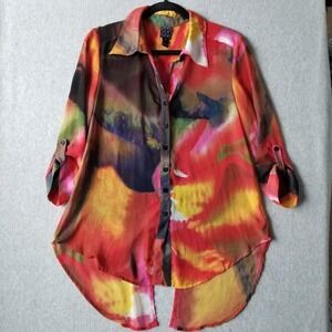 Clara SunWoo XS Maximalist Watercolor Abstract Artsy Hippie Painter Tunic Top